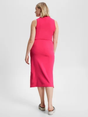 Vestido polo midi justo sem mangas