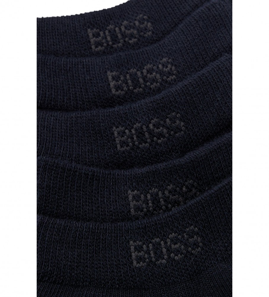 Pacote com 5 pares de meias curtas BOSS na cor azul marinho