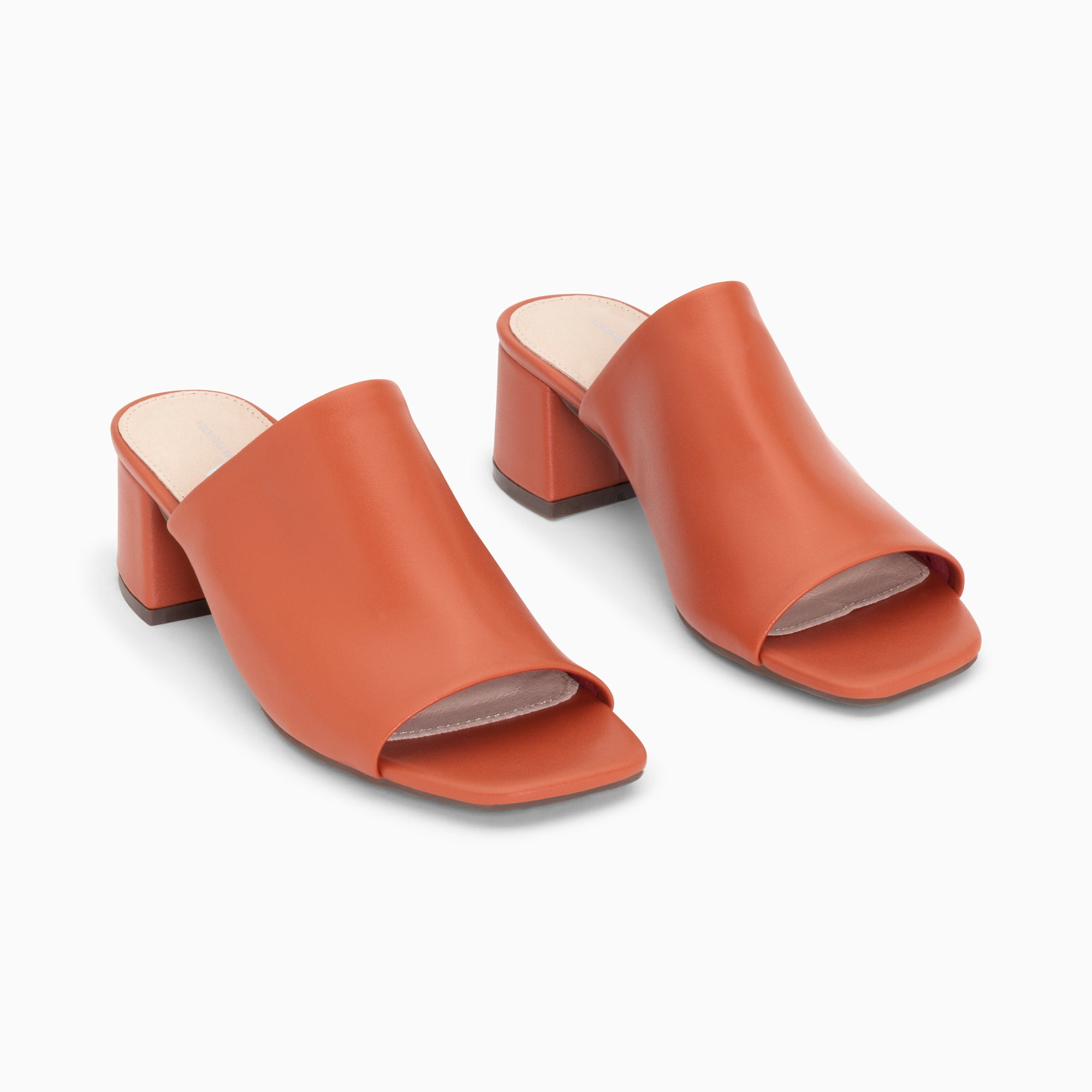 Sandales à talon, Compensées-Mules peep-toe Helène brique à talon