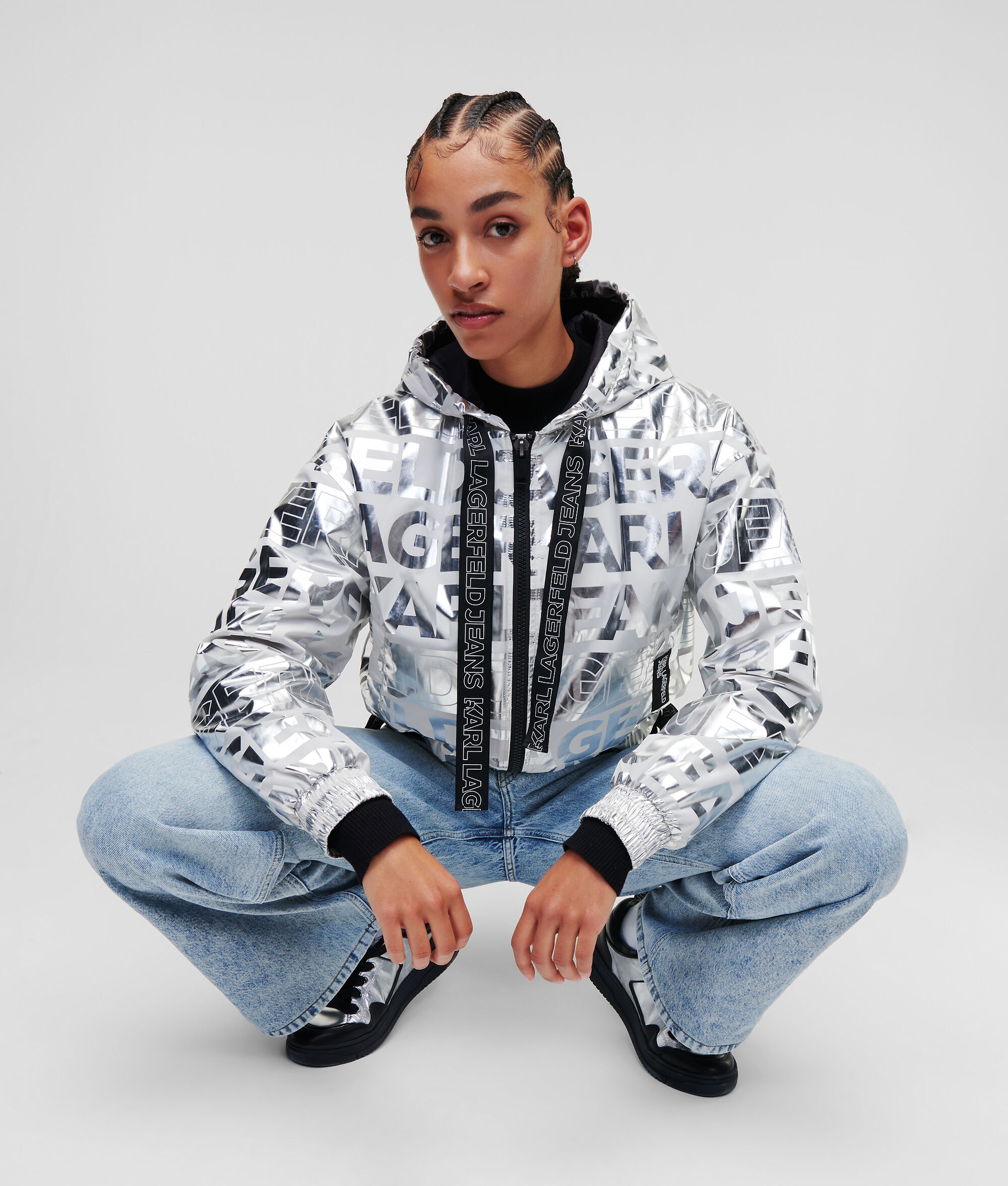 VESTE À CAPUCHE CROPPED AVEC LOGO KLJ