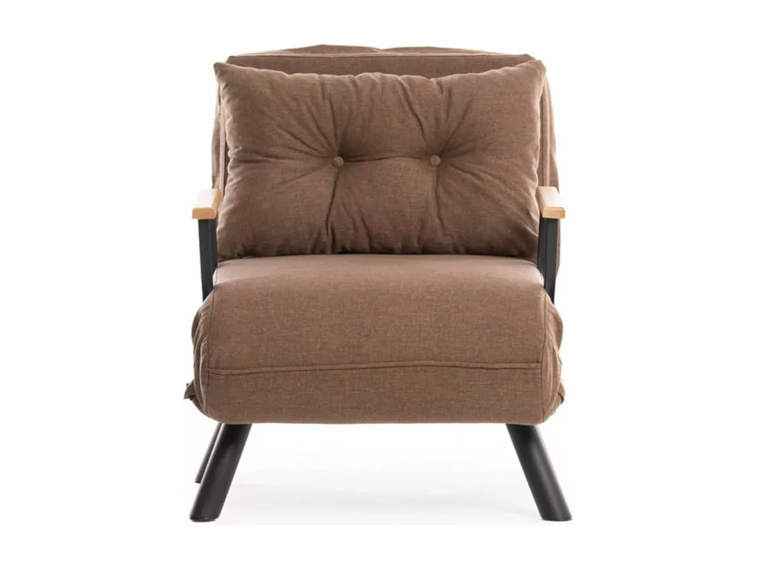 Fauteuil convertible Yolanda Métal Noir et Lin Marron clair
