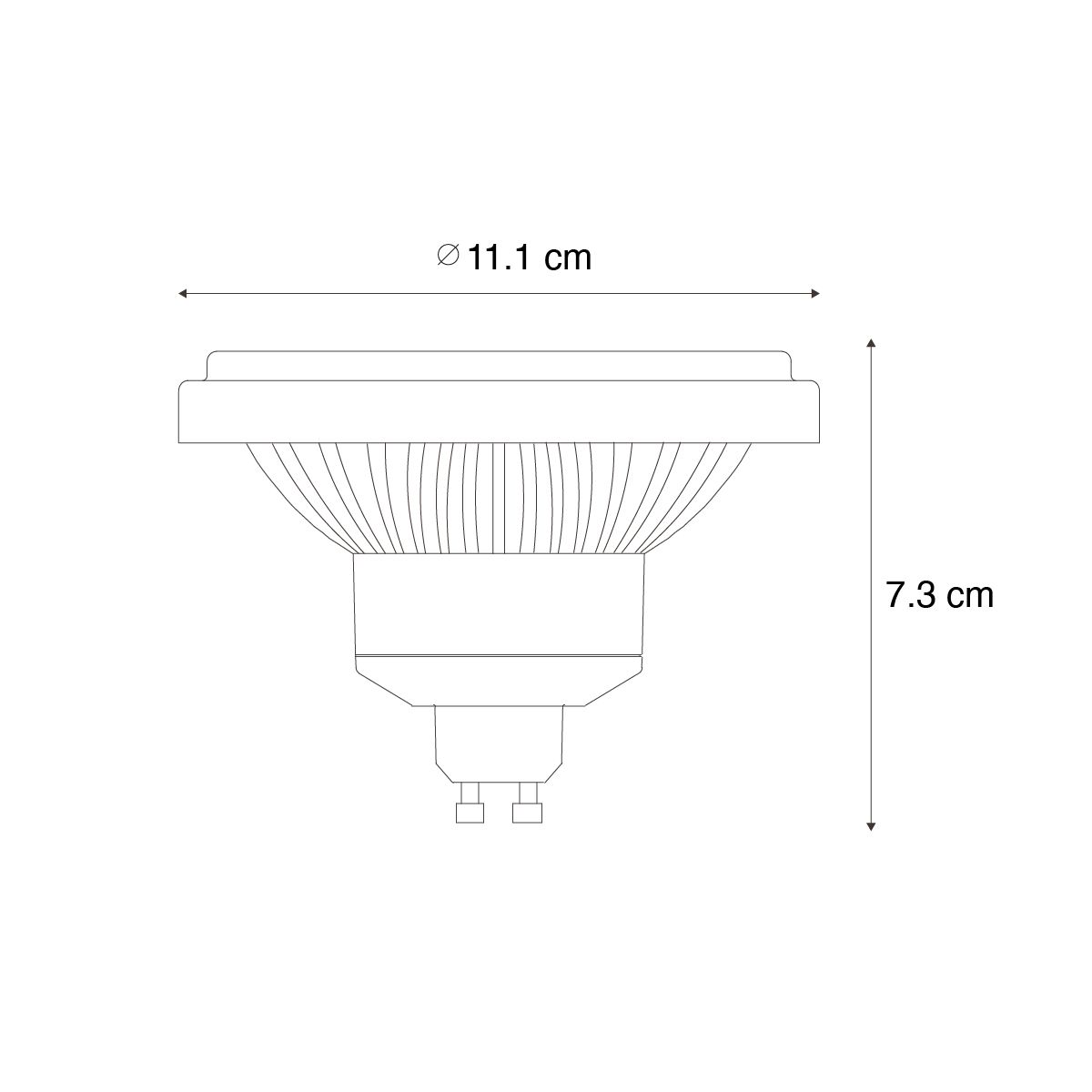 Set van 5 GU10 3-staps dimbaar LED lamp 111mm 10,5W 770 lm 3000K