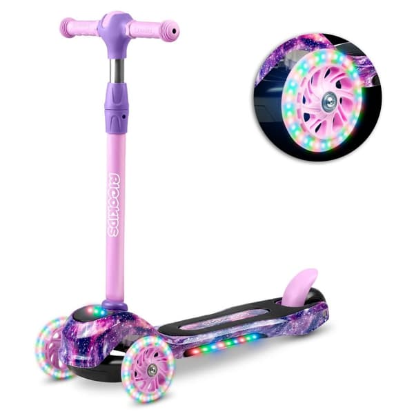 Scooter for barnHovedtrekk:- Fargerik LED-belysning på hjul, dekk og frontpanel- Justerbar høyde på styret- Store, sikre hjul med stor avstand- Bredt,
