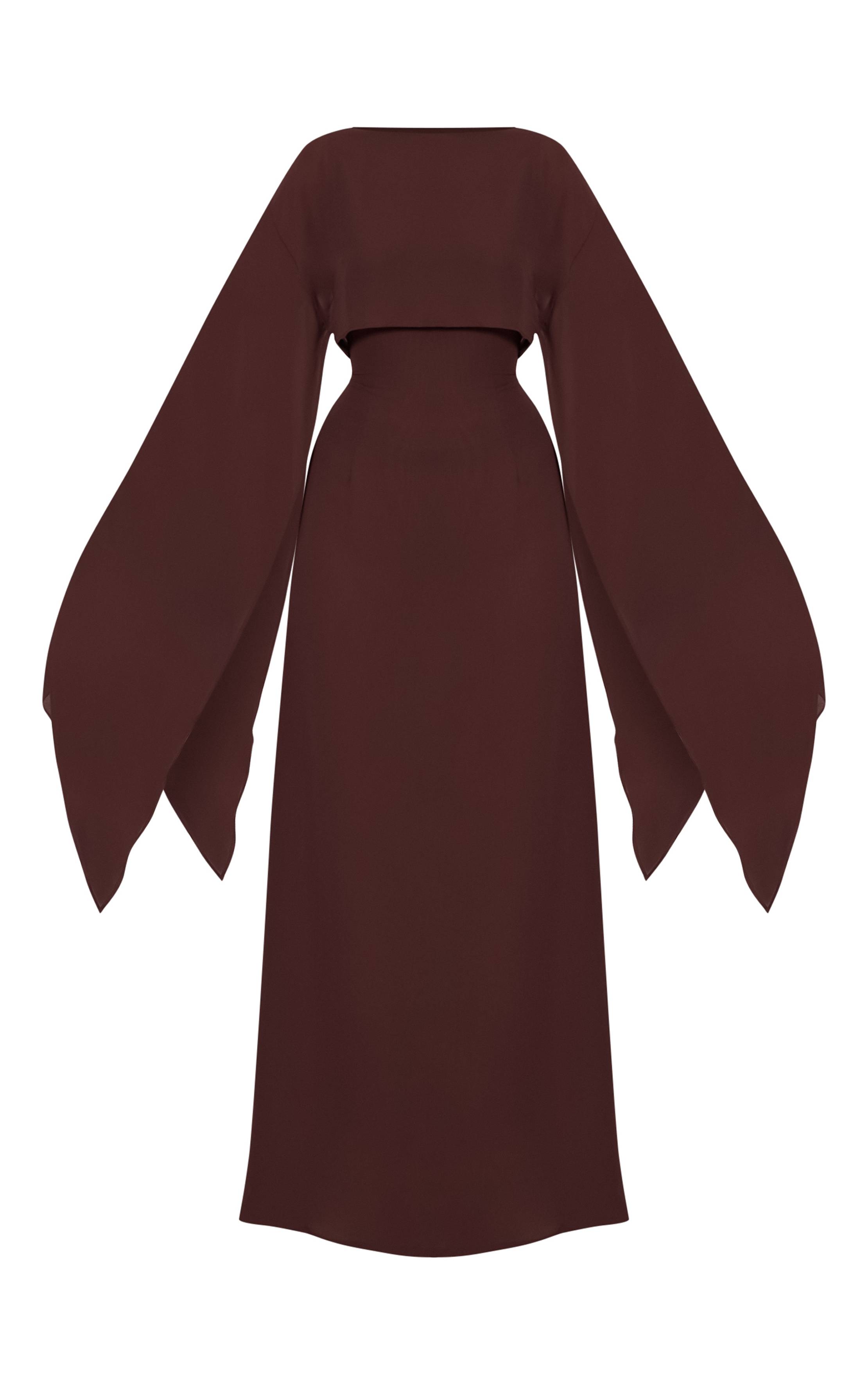 Chocolat Robe Longue Avec Détail Cape
