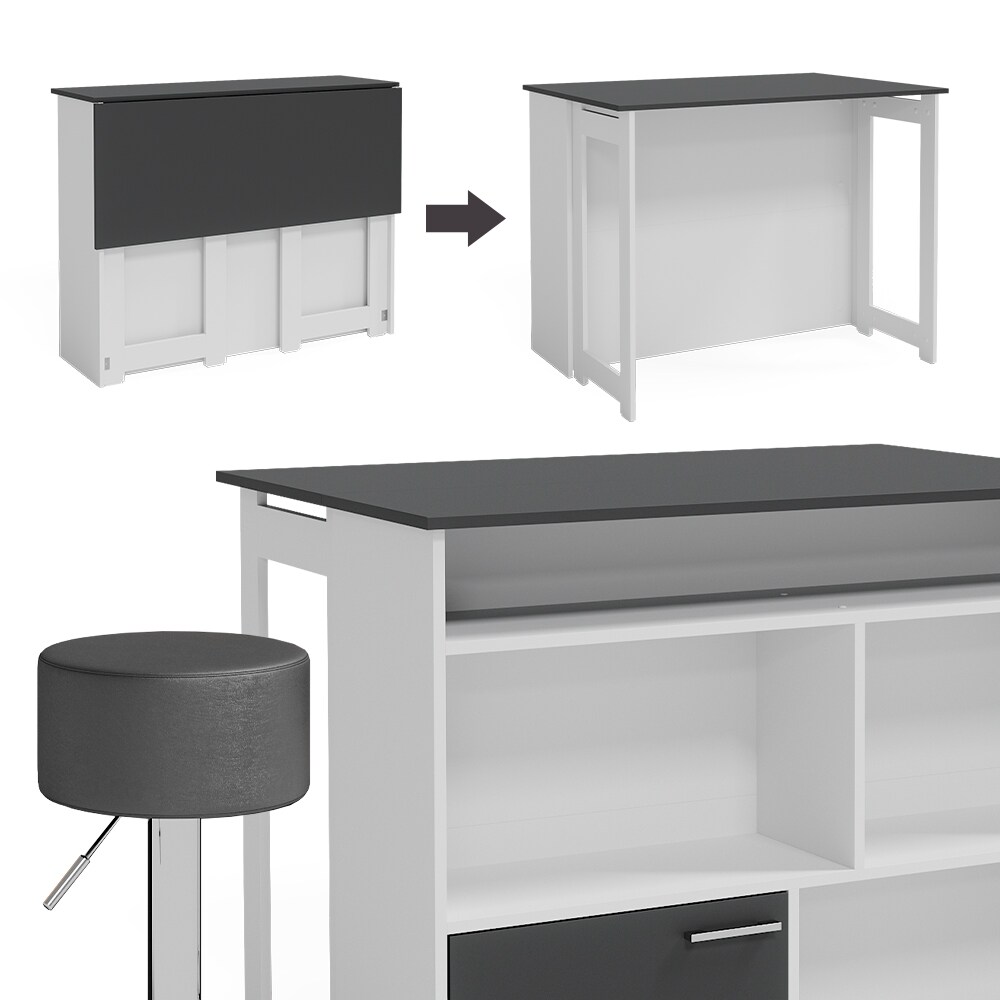 Vicco Bartisch Dominic Weiß Anthrazit 116 x 37 cm Barhocker Esszimmer Küche offene Fächer Tür
