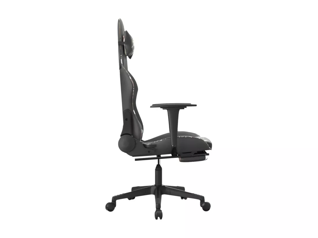 Chaise de jeu de massage repose-pied Noir camouflage Similicuir