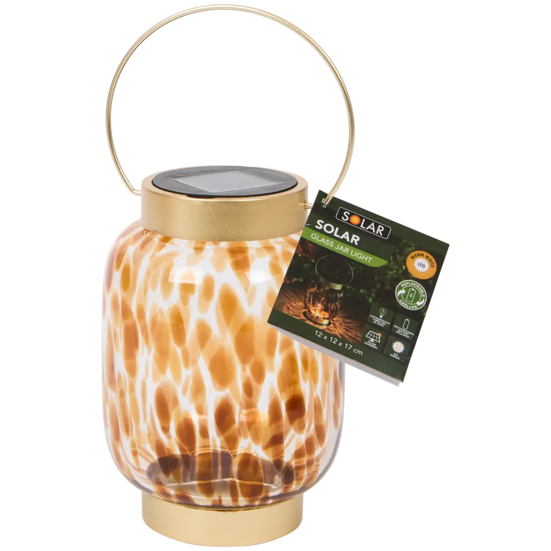Solar glazen lantaarn met print 12 x 12 x 17 cm | diverse varianten