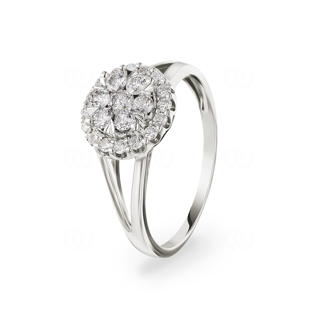 0.51 Karat Diamanten Halo Verlobungsring 750/18 K Weissgold