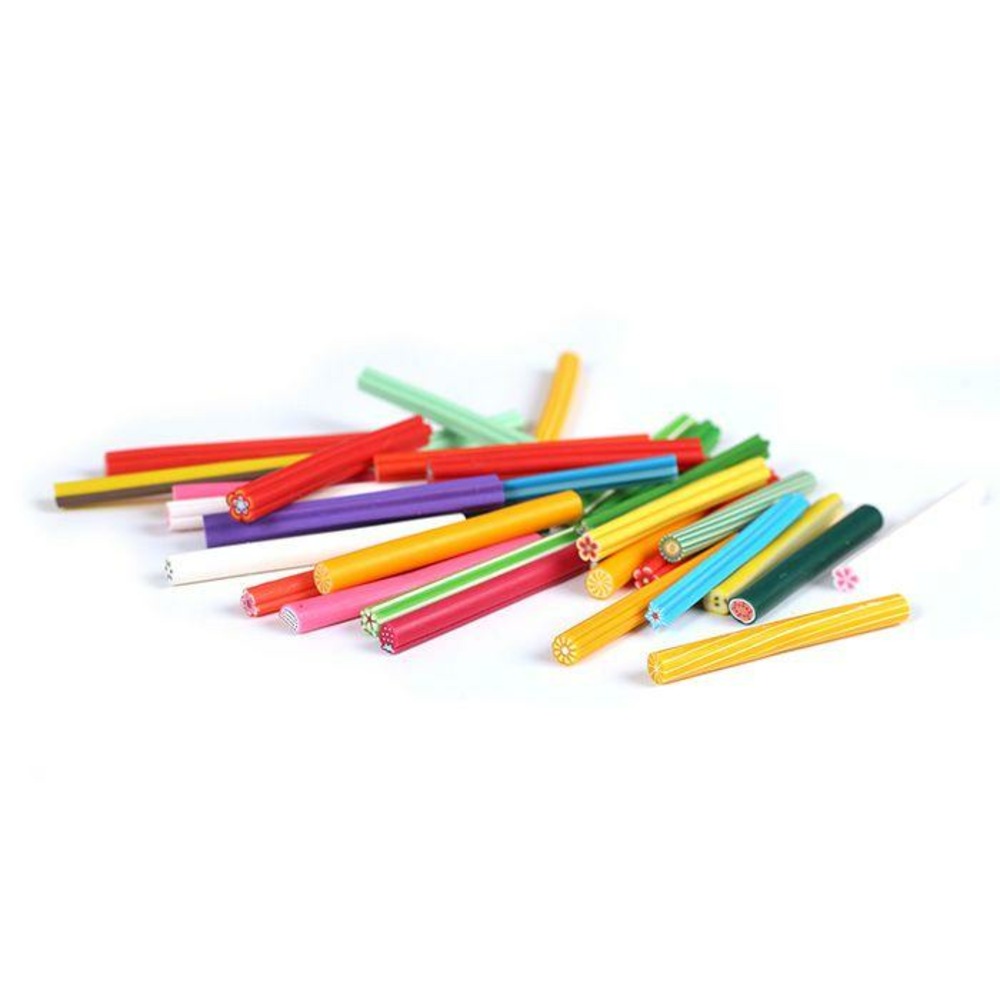 10 mini canes pâte polymère à trancher 5 x 0,5 cm - fruits
