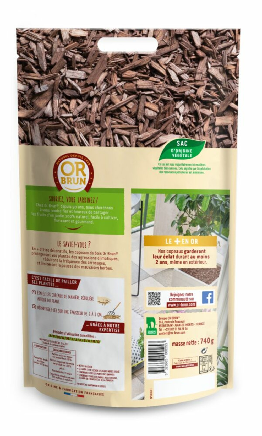 Obrpcdcbruns4 | copeaux de bois bruns | 4l | préserve l'humidité