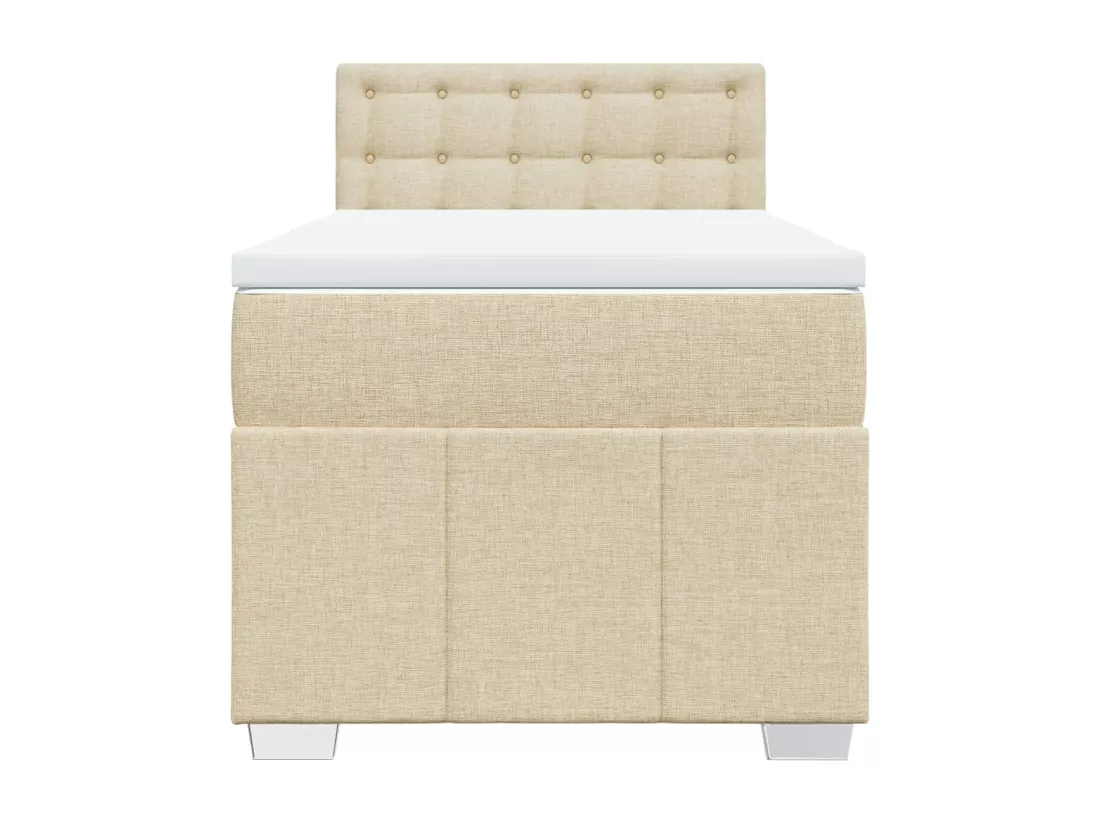 Sommier à lattes de lit et matelas Crème 90x190 cm Tissu