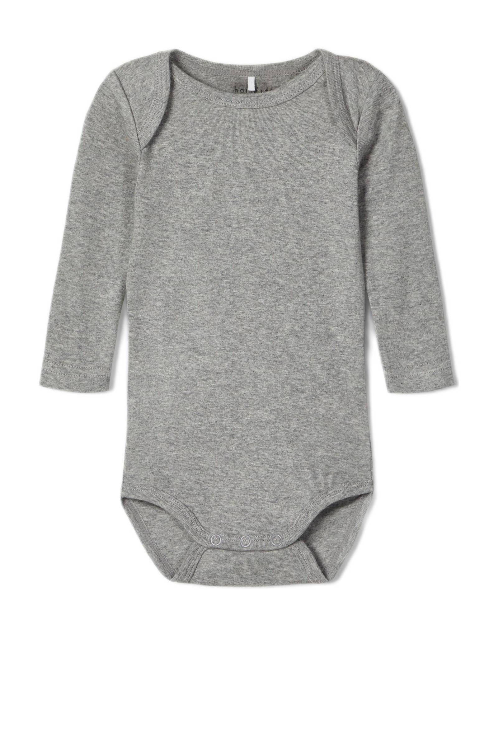NAME IT romper NBNBODY - set van 3 grijs melange/wit/donkerblauw