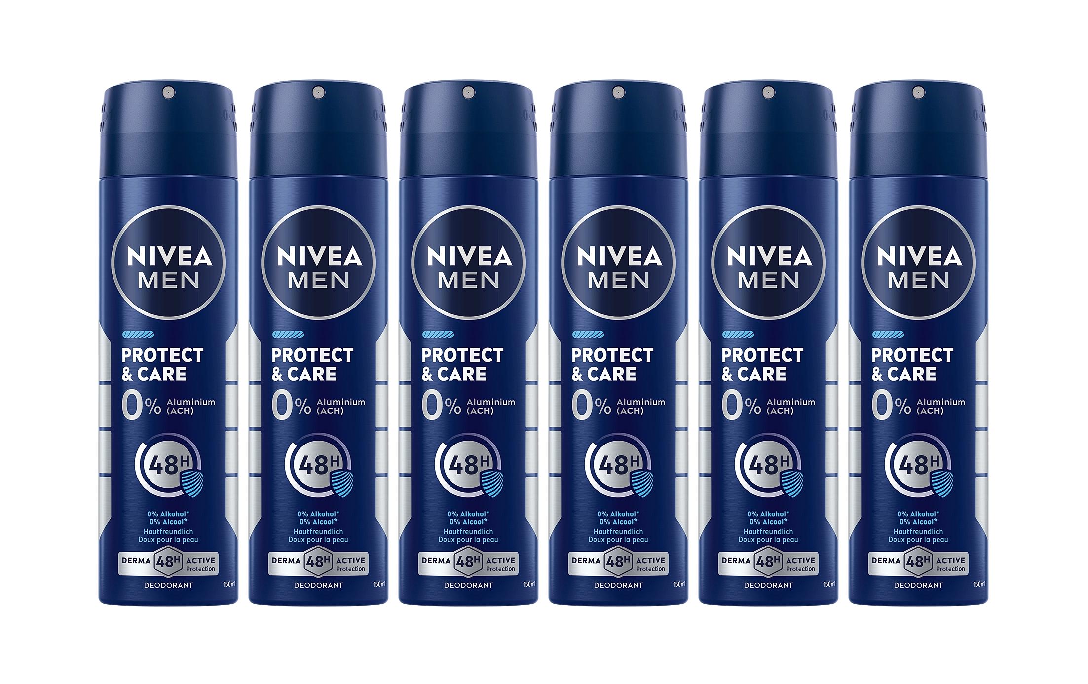 Deo Spray Protect und Care 6 x 150 mlDeo für Herren ohne Aluminium und ohne Alkohol bietet zuverlässigen Schutz
