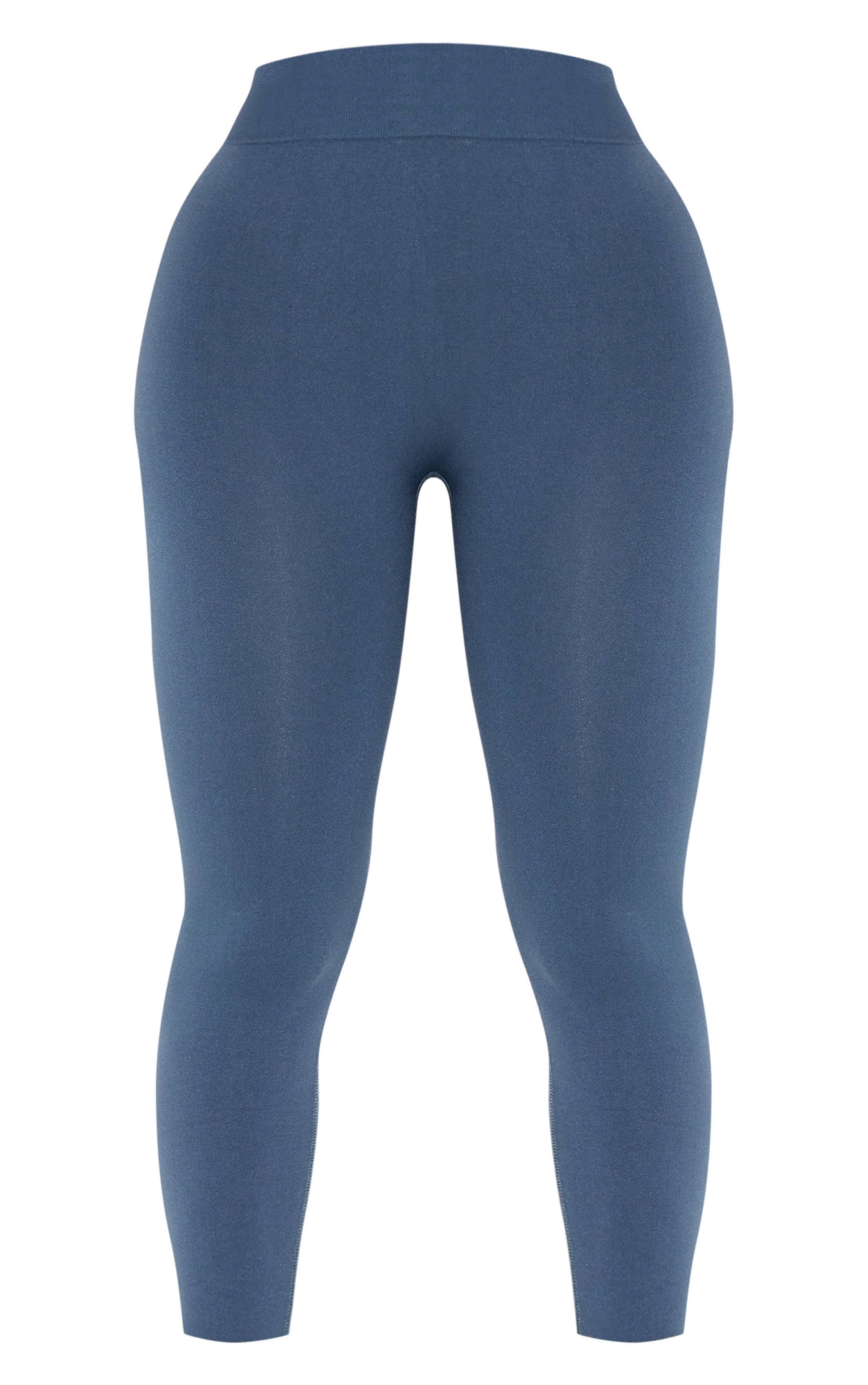 Bleu Marine Legging Taille Haute À Détail Froncé Sans Couture Shape Active