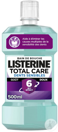 Listerine Total Care Bain De Bouche Dents Sensibles Goût Doux Flacon 500ml