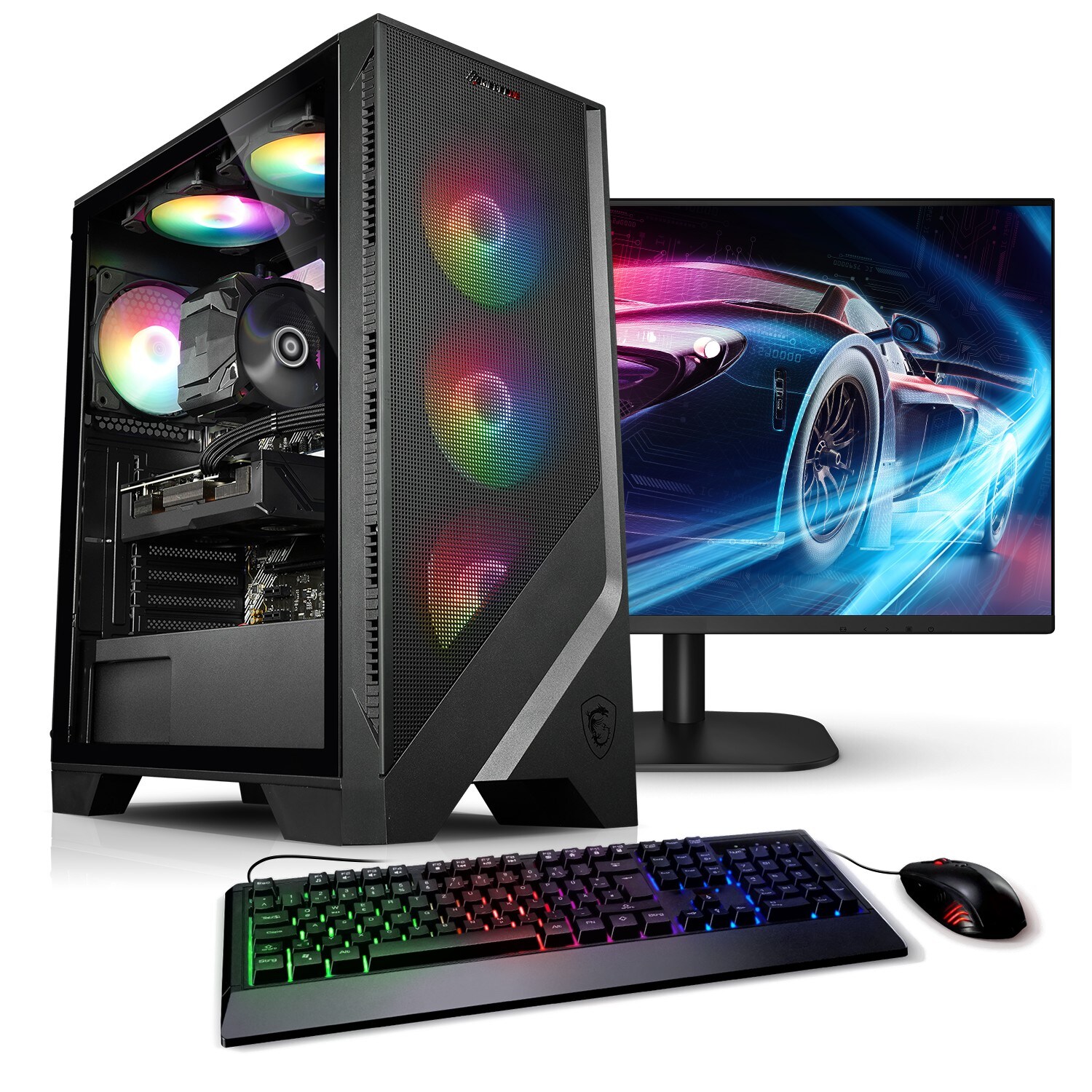 PC Set Gaming mit 27 Zoll TFT Lightning 12 Intel Core i7-12700KF, 32GB DDR4, NVIDIA RTX 4060 8 GB, 2TB SSD, WLAN, Windows 11