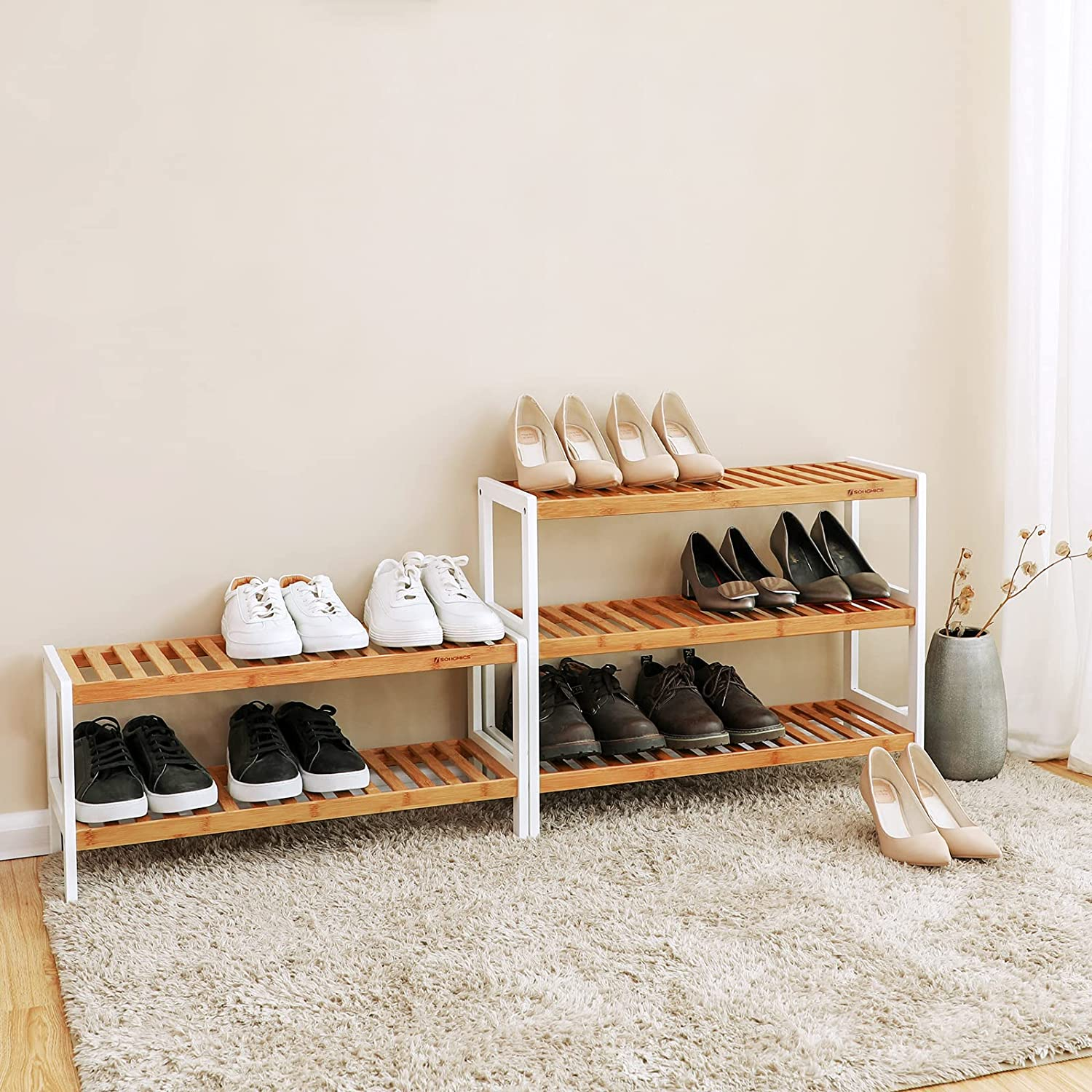 Schoenenrek Indusign bamboe Naturel en wit bamboe