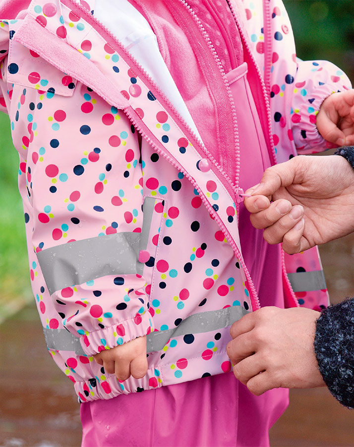 Regenjacke PUNKTE mit Innenfleece in hellrosa