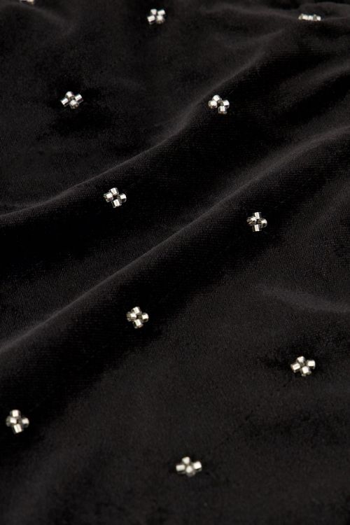 Zwarte velvet pantalon met kraaltjes