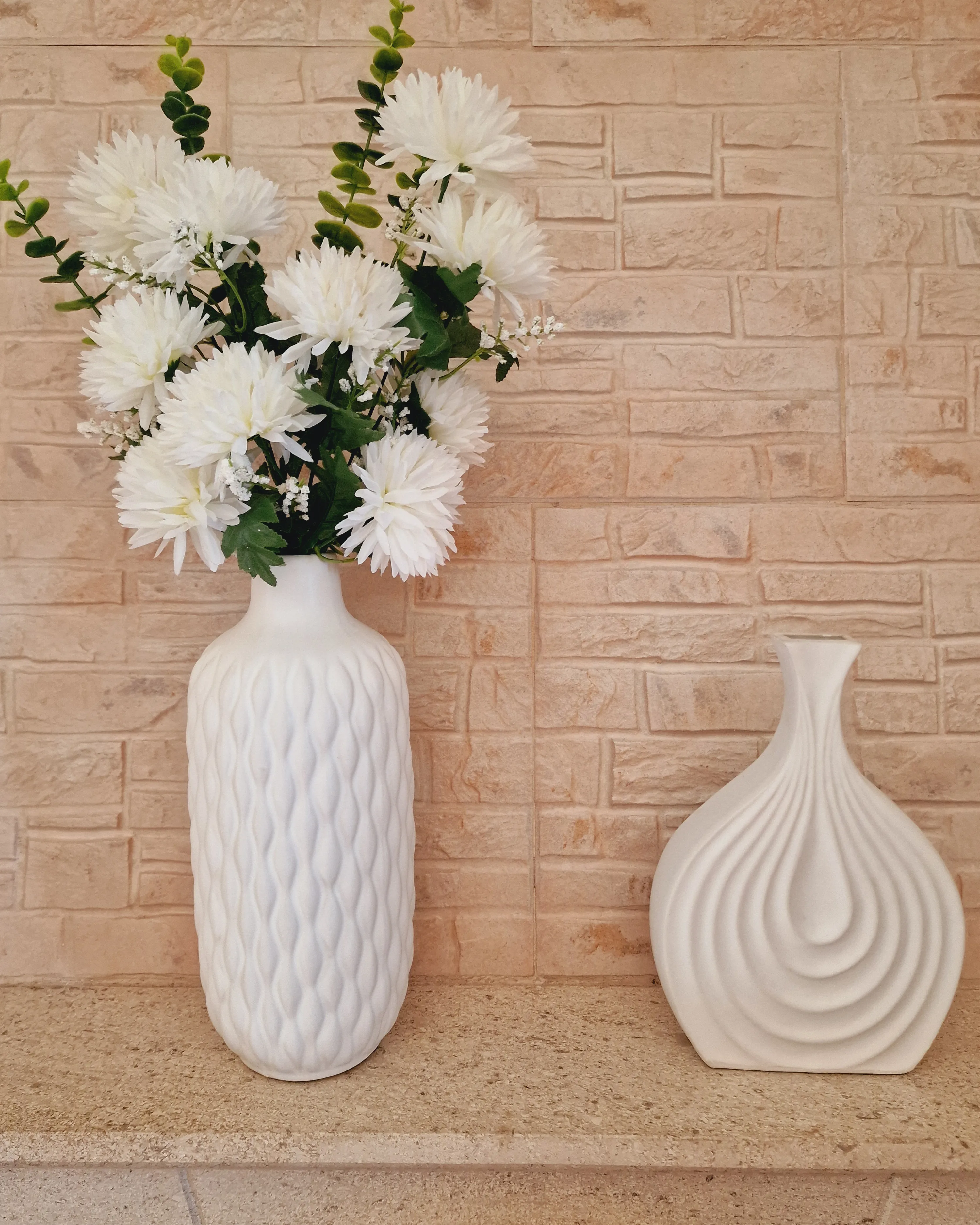 Decoratieve vaas EMAR Steengoed 31 cm Wit
