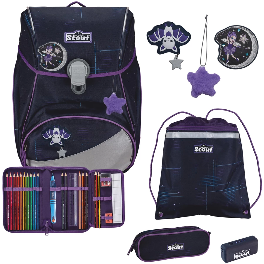 Scout Alpha Exklusiv Safety Light - Schulranzen Set 5tlg. Spooky Starlight