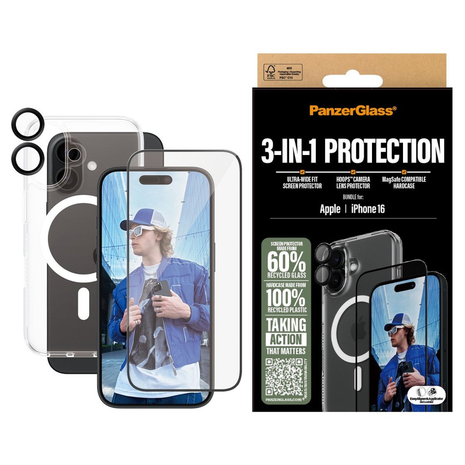 PanzerGlass - iPhone16 6.1'' 3-in-1 Protection Bundle