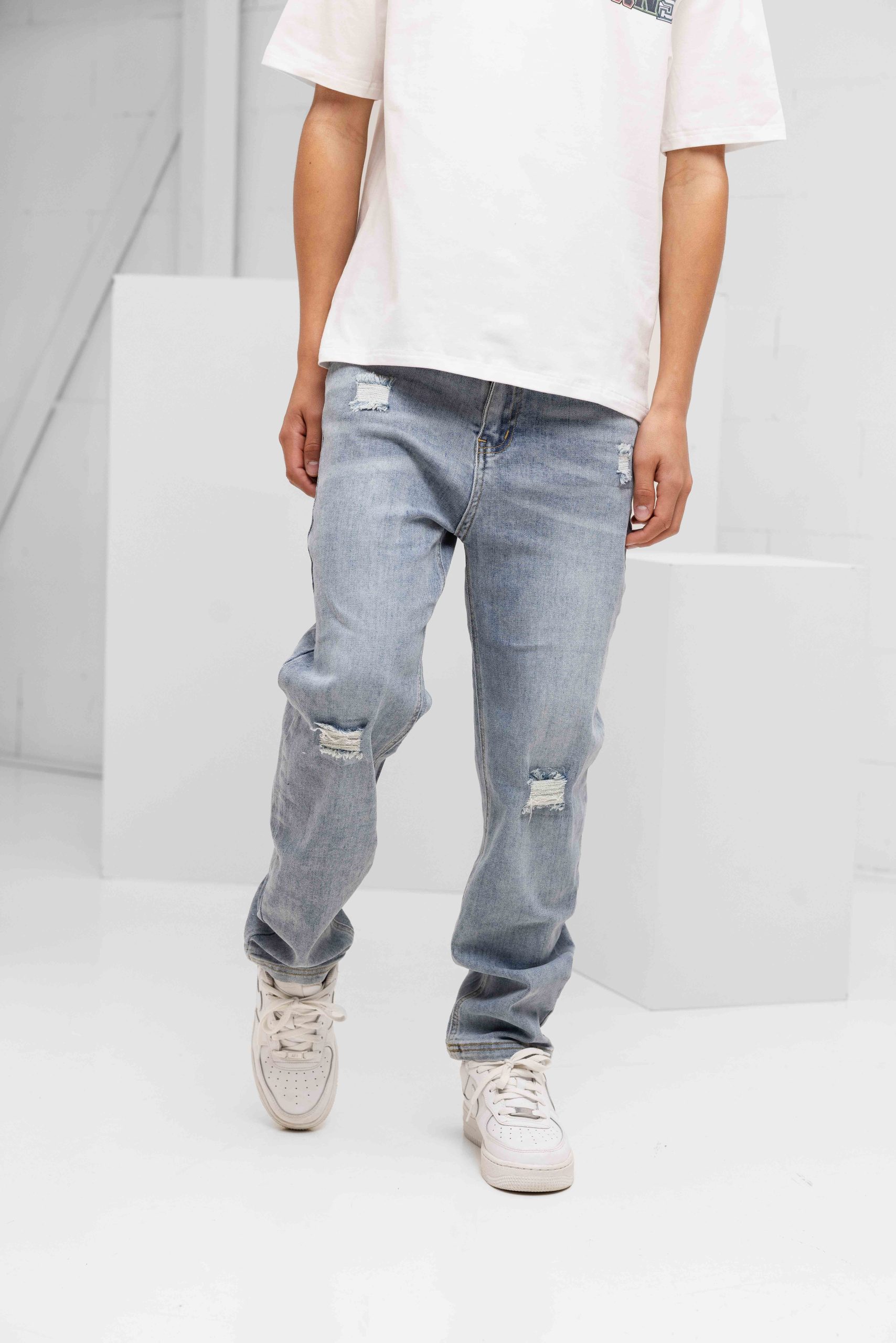 Black Bananas Dribble Straight Fit Denim Jeans Kids Lichtblauw