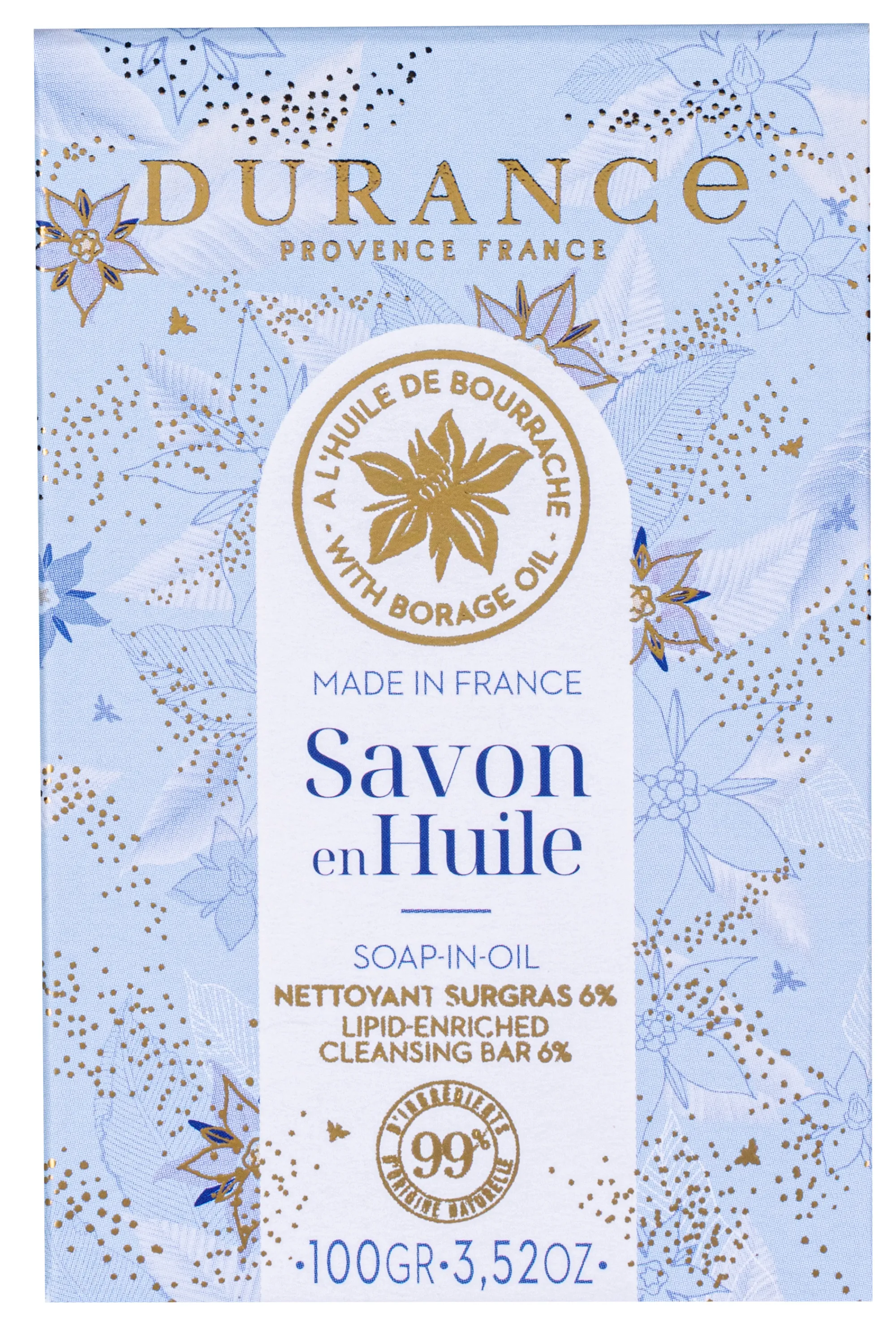 Durance Savon solide en huile à la bourrache-100 g