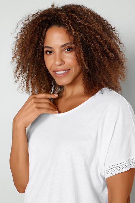 T-Shirt, Rundhals, Spitze am Halbarm