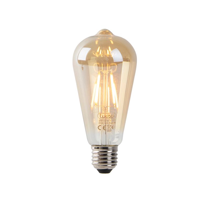 E27 LED lamp ST64 goud met schemersensor 4W 400 lm 2200K