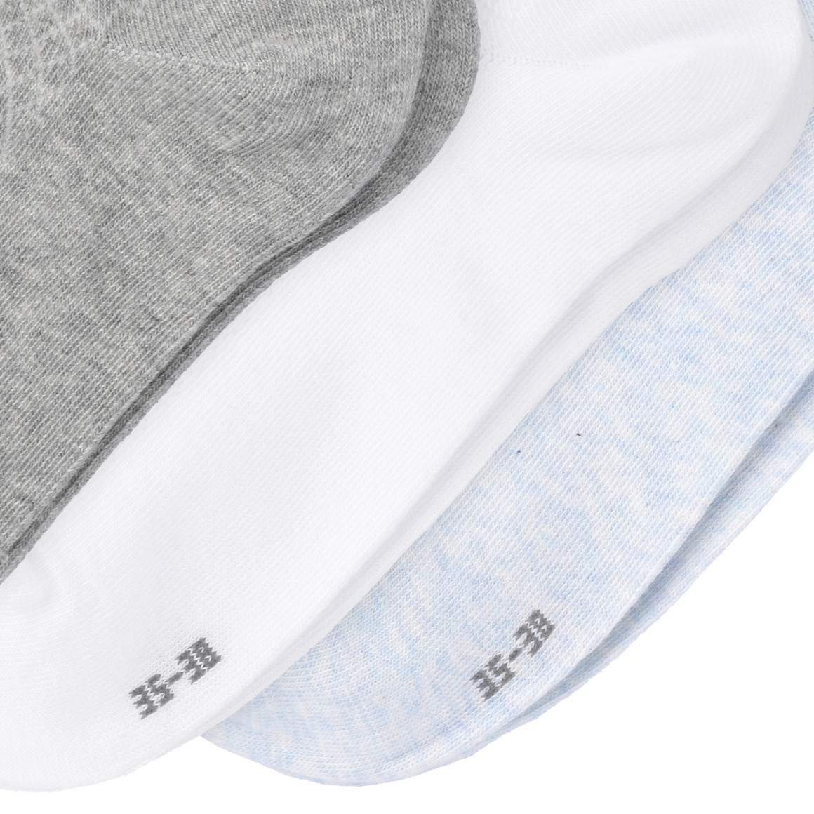 Gina Benotti 3 Paar Damen Sneaker-Socken mit Effektgarn hellblau / grau / weiss