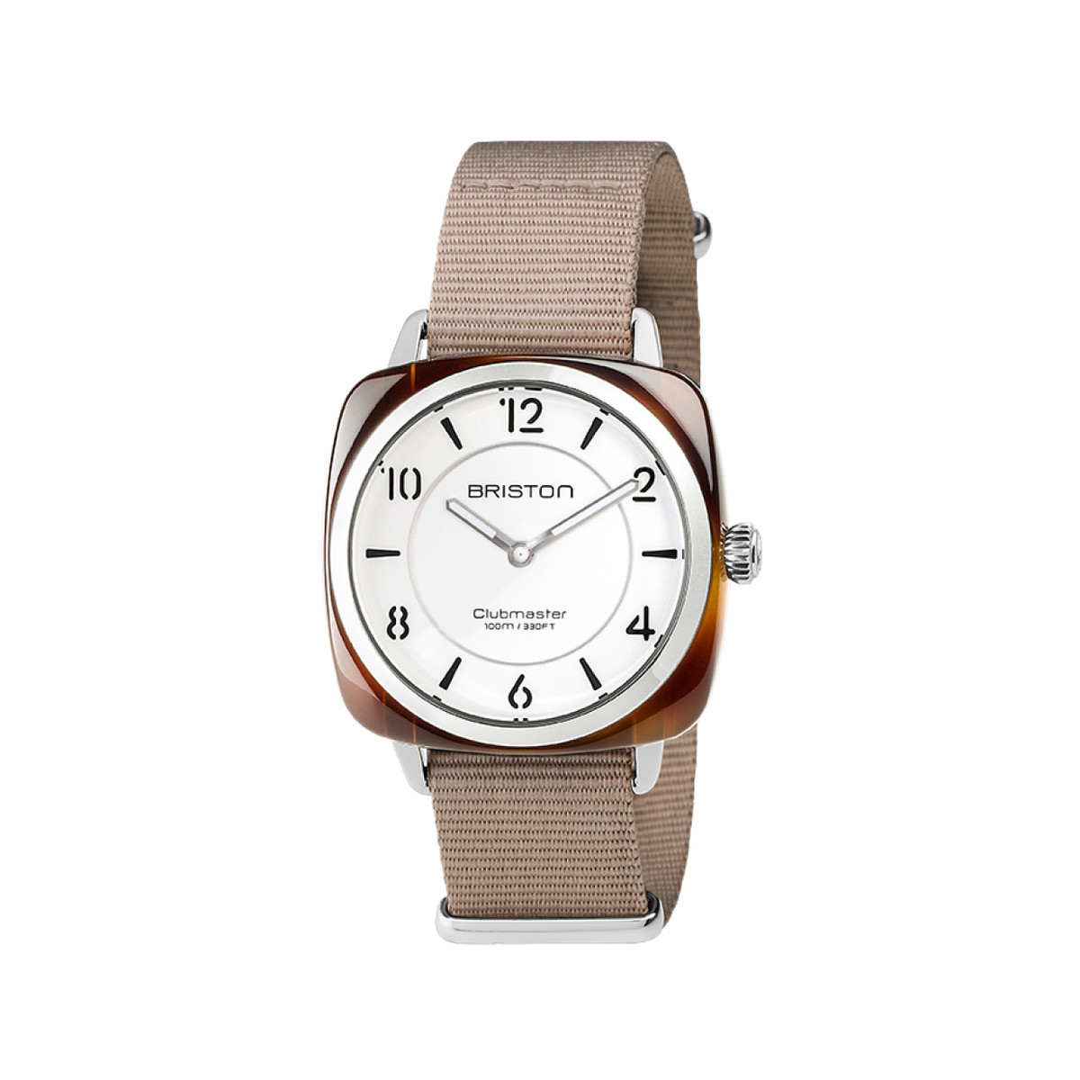 Montre BRISTON clubmaster chic femme bracelet tissu taupe