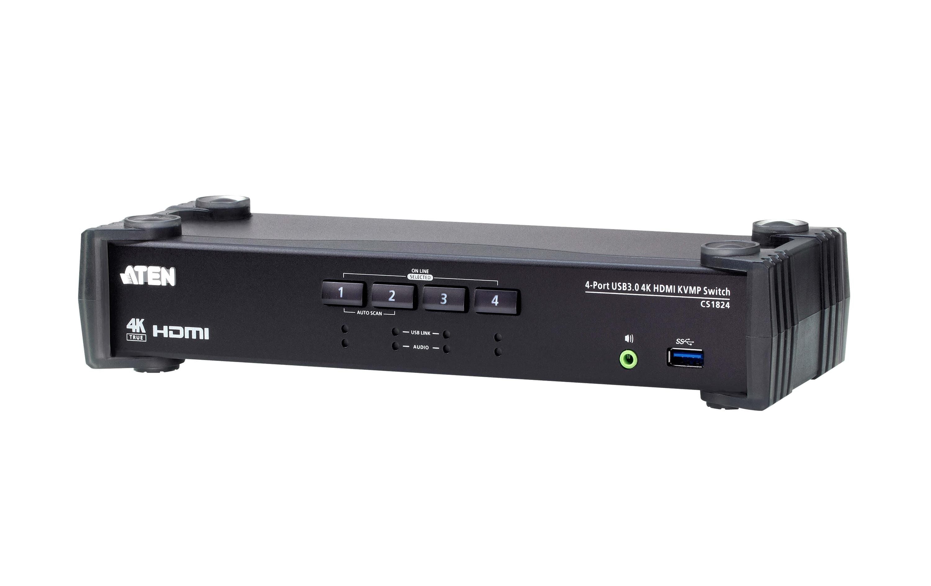 KVM Switch CS1824 4-Port USB 3.0 4K HDMI<br>4-Port USB 3.0 4K HDMI KVMP Switch mit Audio Mixer Modus