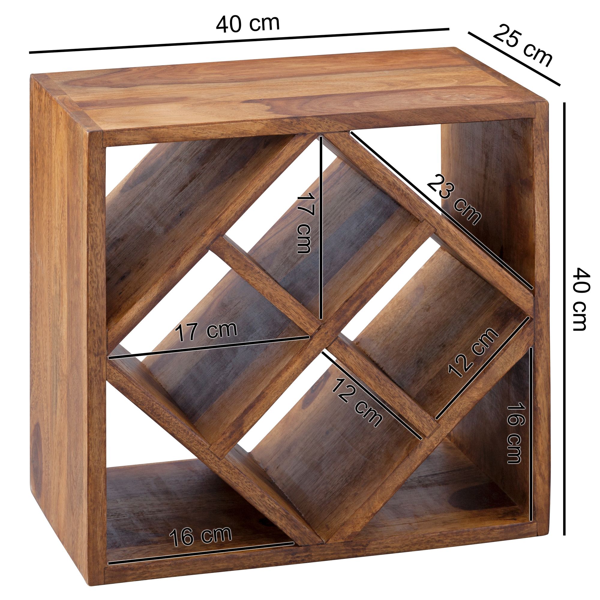 KADIMA DESIGN Weinregal aus massivem Sheesham Holz für 8 Flaschen, Platzsparend & Elegantes Design, handgefertigt