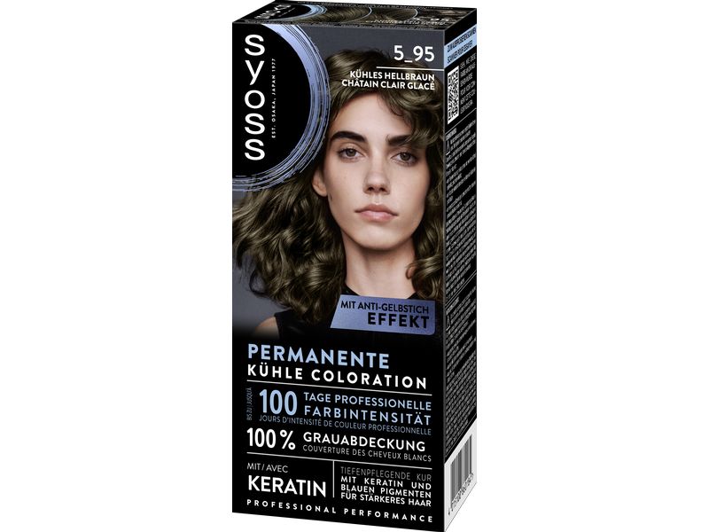 Syoss Haarcoloration 5-95 Kühles Hellbraun Permanente Coloration mit Keratin verleiht professionelle Farbintensität