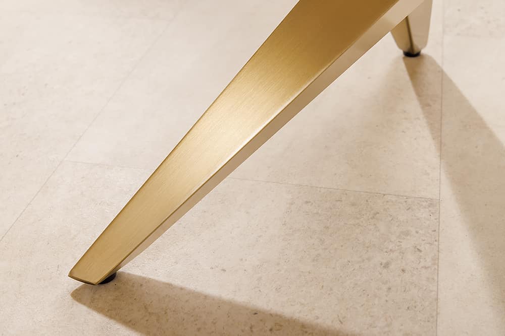 Moderner Couchtisch ART LIVING 130cm weiß Marmor Keramik champagner gold brushed