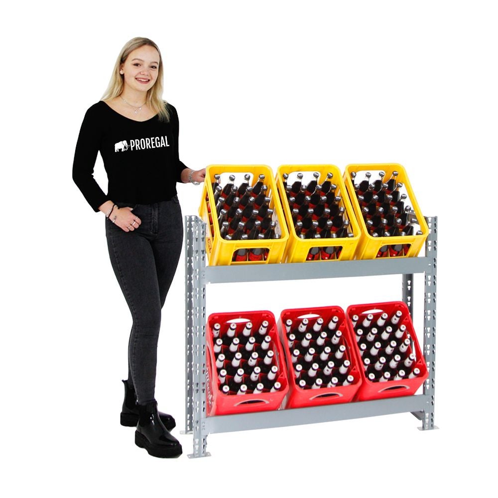 PROREGAL Drankkrattenrek Tegernsee Extra Breed HxBxD 100 x 110 x 30 cm 6 Kratten Grijs