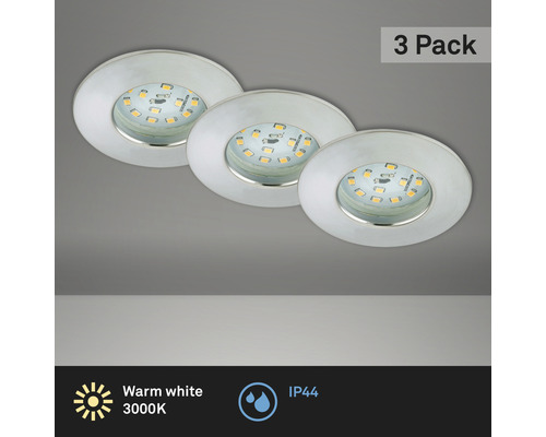 LED inbouwspots set IP44 3-delig 3x5W 3x400 lm 3000K aluminium Ø 7,5/6 cm 230V