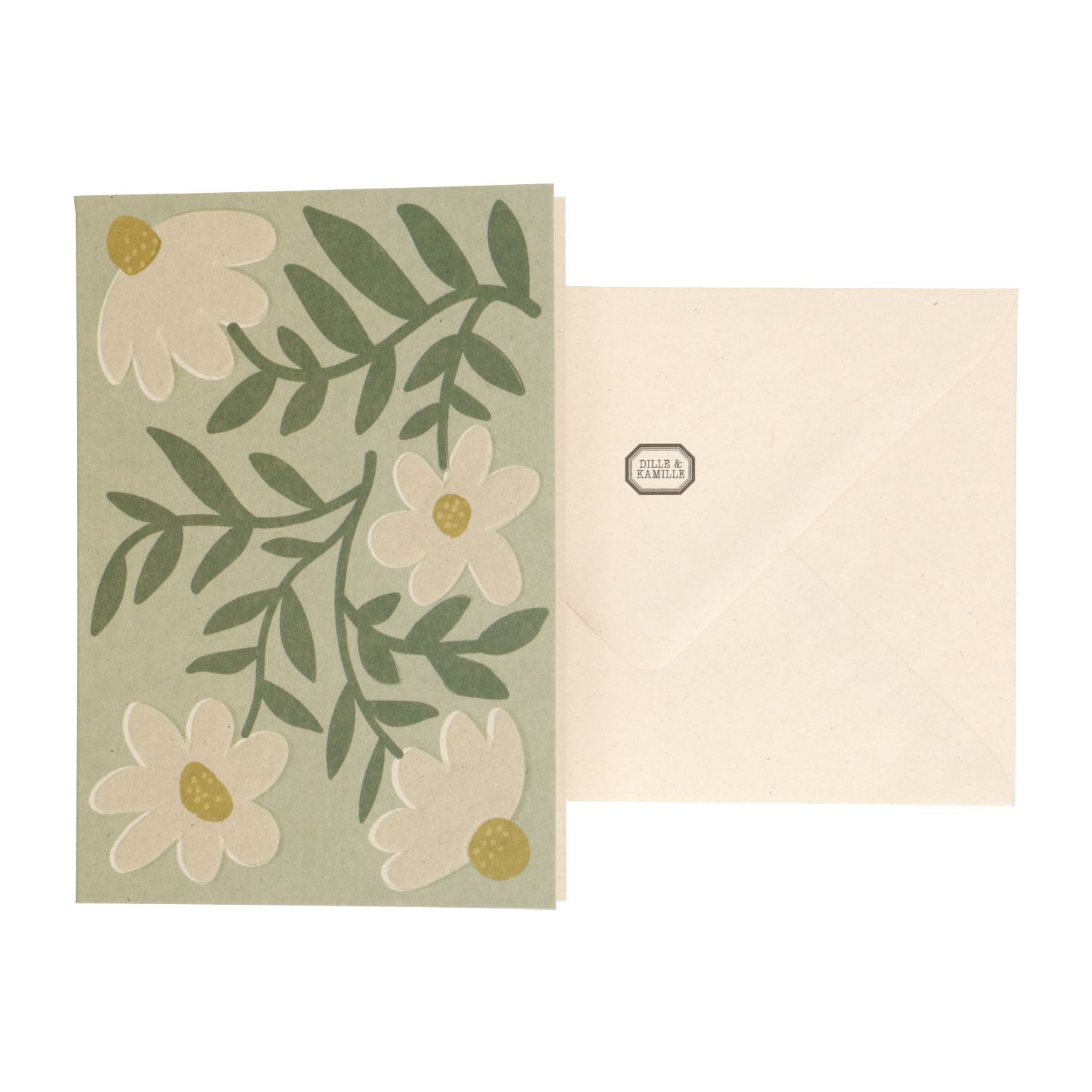 Kaart met envelop. madeliefjes