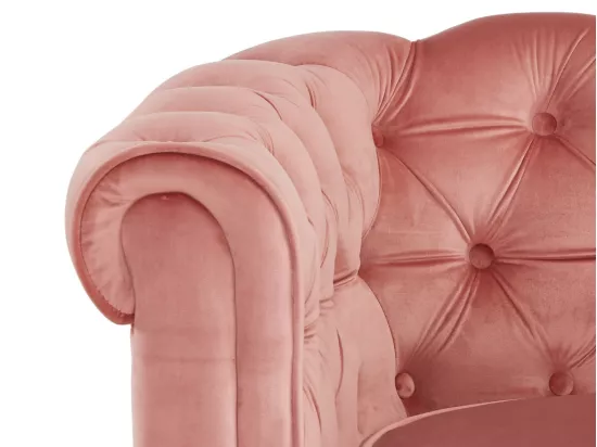 Canapé 3 places CHESTERFIELD - Velours rose pastel