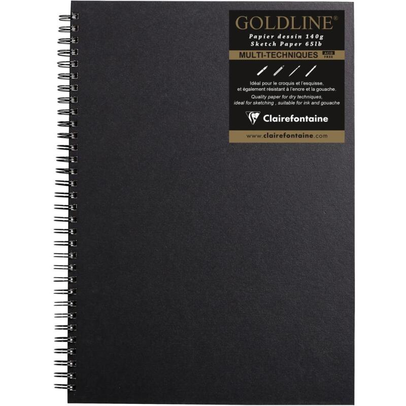 Goldline carnet spiralé 64F A3 140g F - Blanc