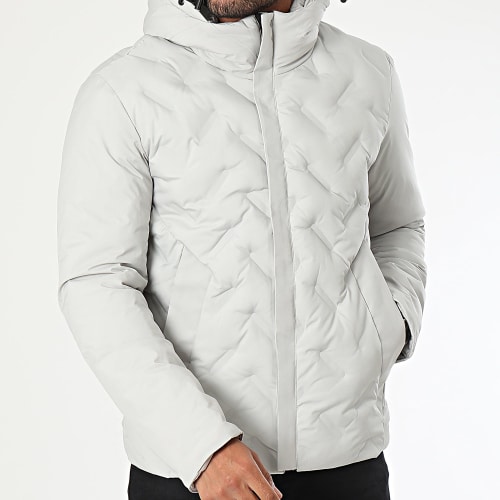 Doudoune Capuche Gris Clair
