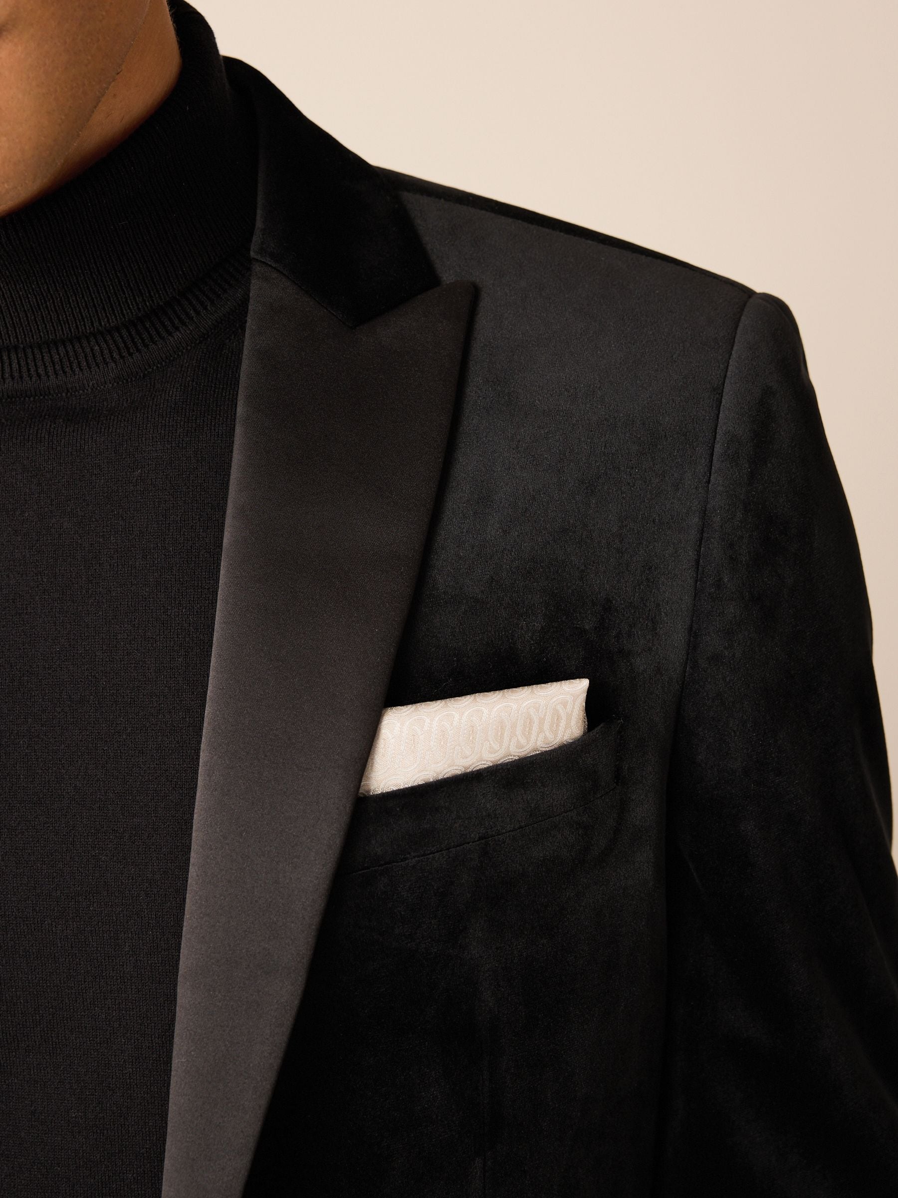 Zwart - Normale Pasvorm - Fluwelen blazer