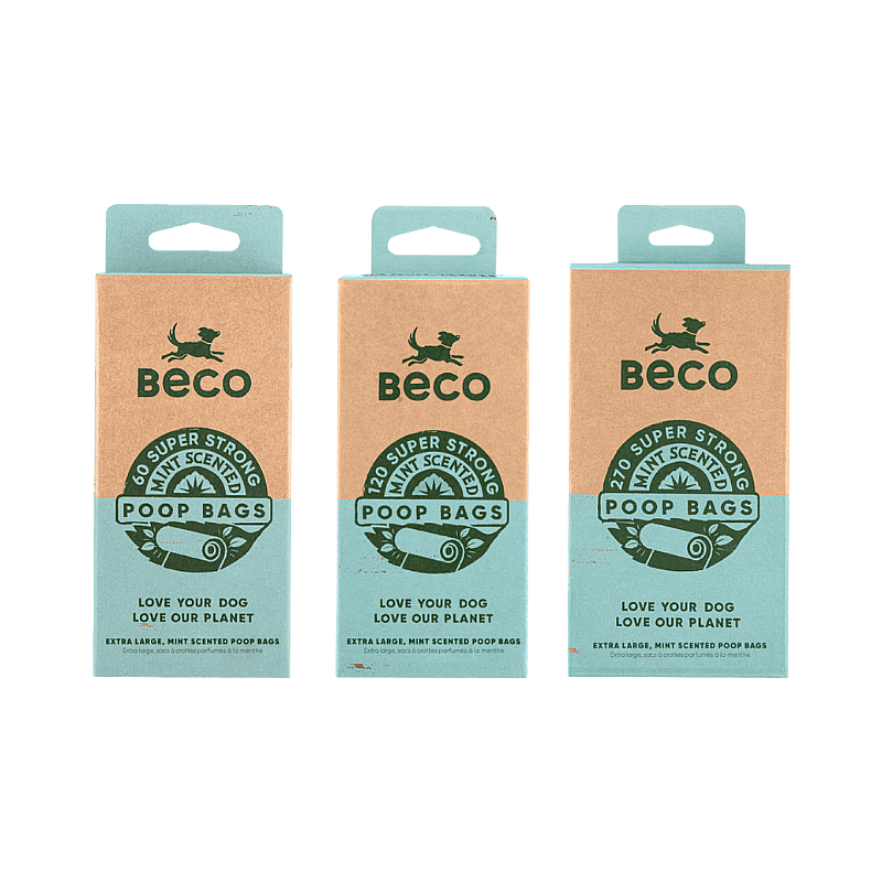 Beco Poop Bags Mint Scented Hond | Travel pack - 60 stuks | 12785