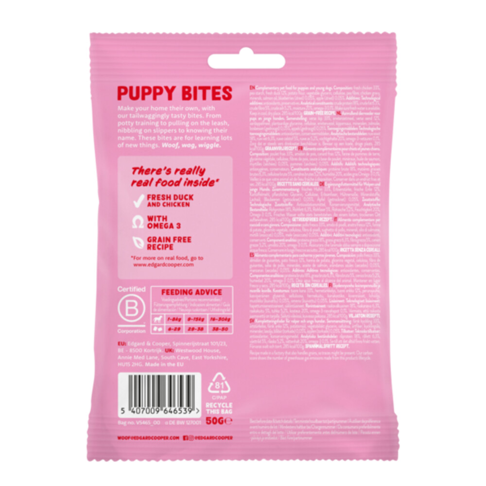 Edgard & Cooper Puppy Bite S Eend & Kip50 gr