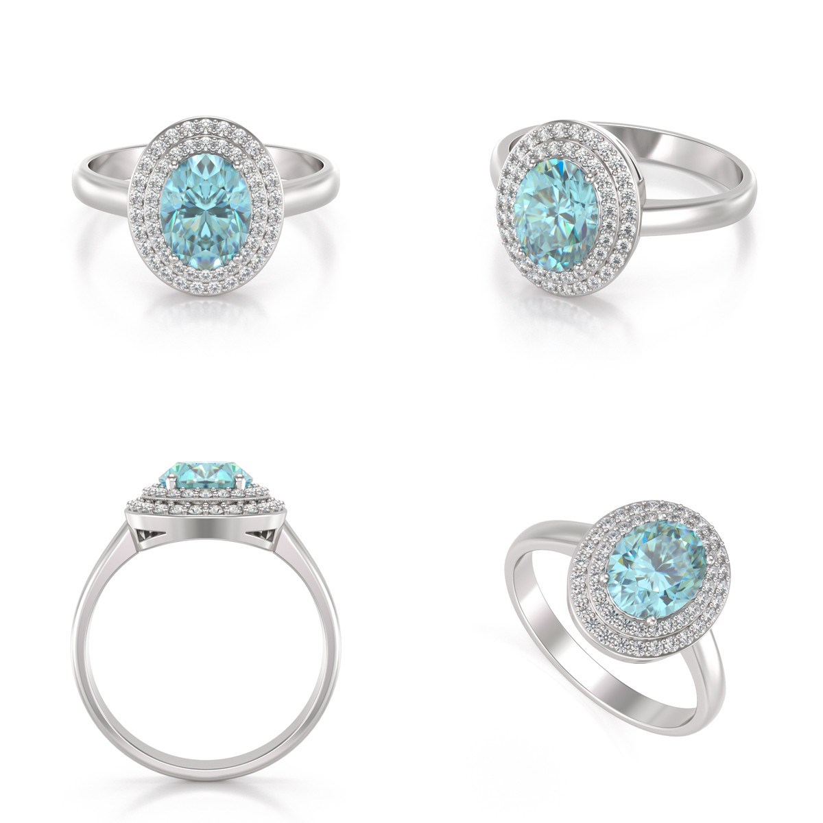 Bague Or Blanc 750 & Aigue-Marine | Embellie de Diamants - Aden