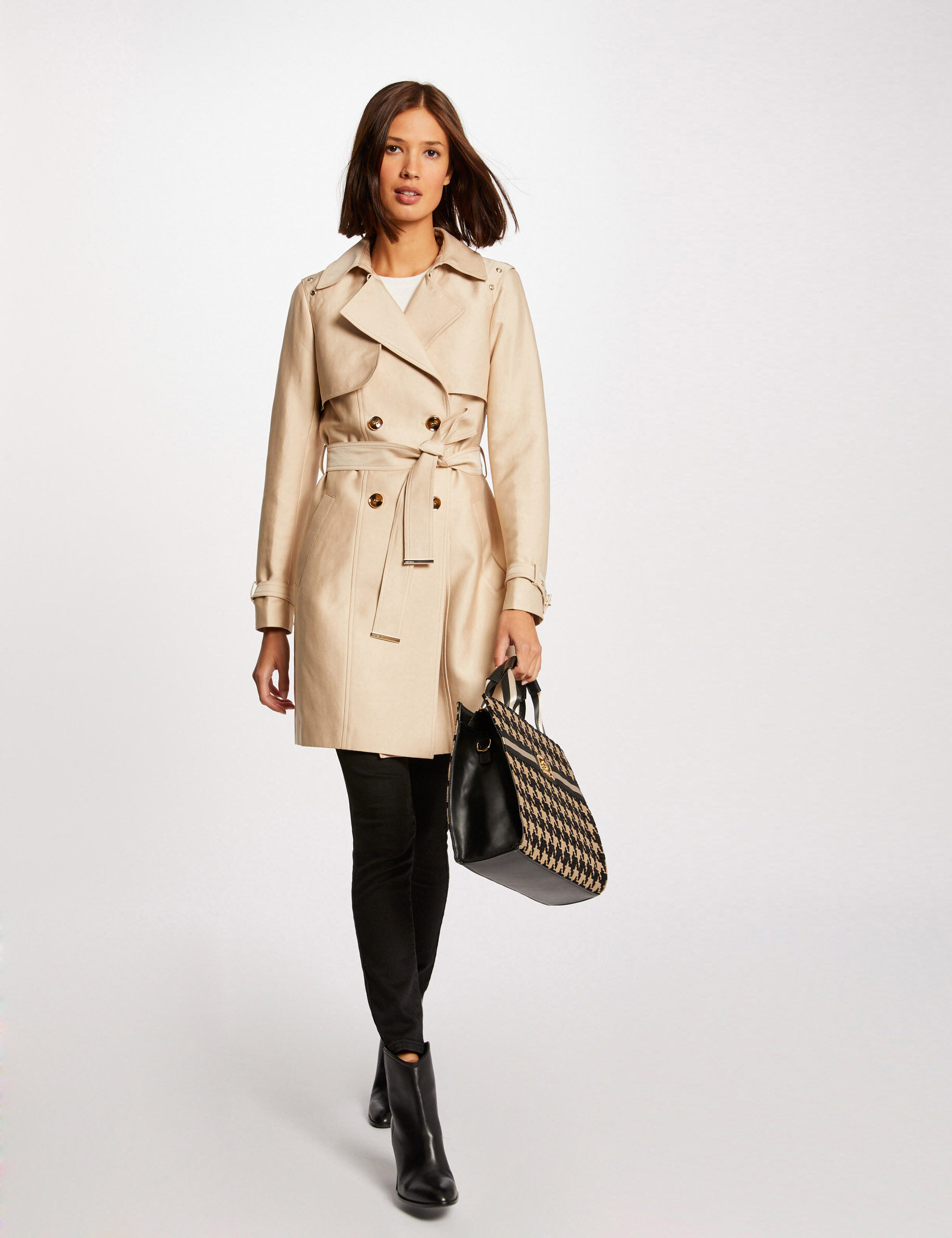 Trench droit ceinturé beige femme - beige