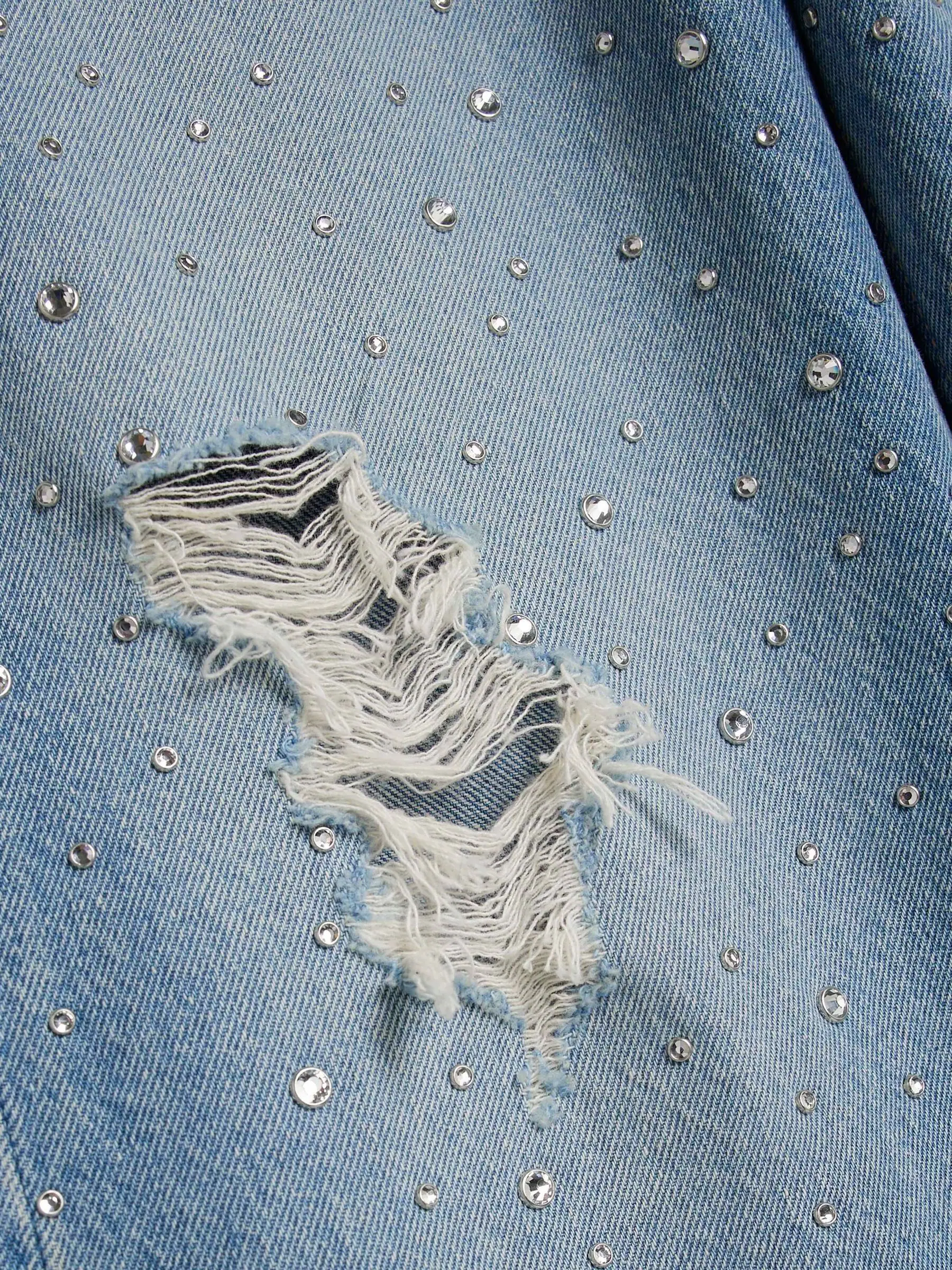 River Island Girls Rip Diamante Ombre Wide Jeans