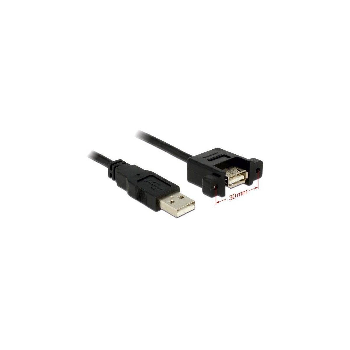 DeLOCK USB 2.0 kabel for panelmont. USB type A Ha -  A Ho, svart