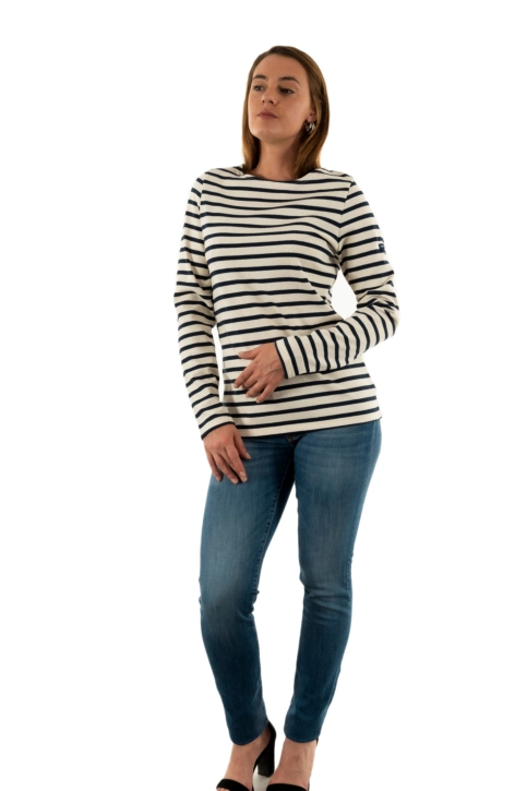 Pull hiver saint james méridame ll 50 ecru/marine